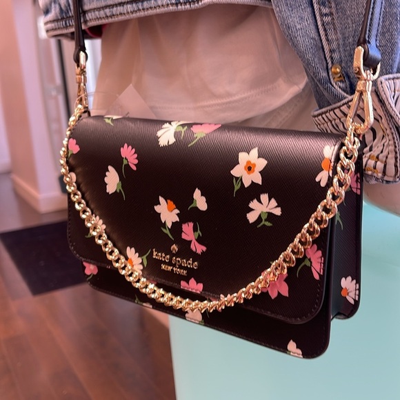 Kate Spade Madison Floral Waltz Small Flap Crossbody
Black Multi 
NWT - Picture 6 of 16